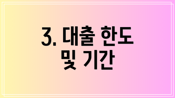 3. 대출 한도 및 기간
