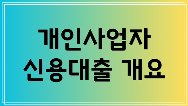 개인사업자 신용대출 개요
