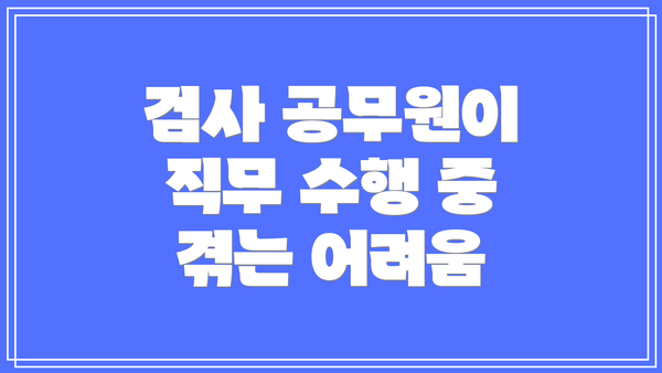 검사 공무원이 직무 수행 중 겪는 어려움