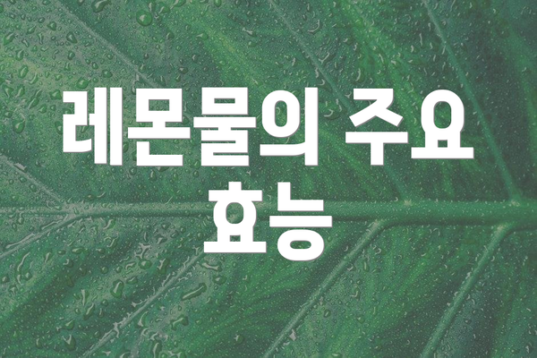 레몬물의 주요 효능