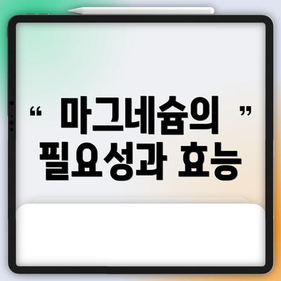 마그네슘의 필요성과 효능