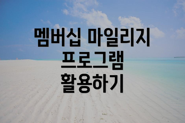 멤버십 마일리지 프로그램 활용하기