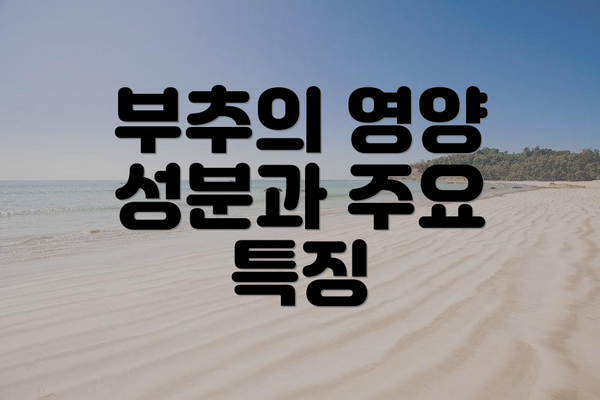 부추의 영양 성분과 주요 특징