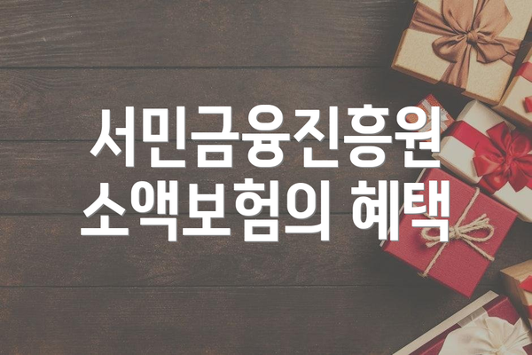 서민금융진흥원 소액보험의 혜택