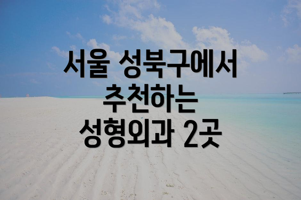 서울 성북구에서 추천하는 성형외과 2곳