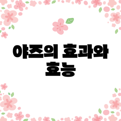 야즈의 효과와 효능