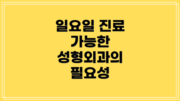 일요일 진료 가능한 성형외과의 필요성