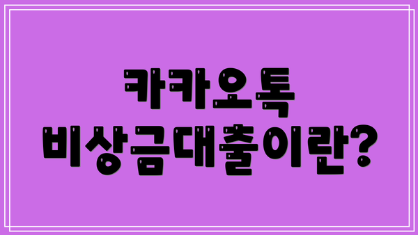 카카오톡 비상금대출이란?