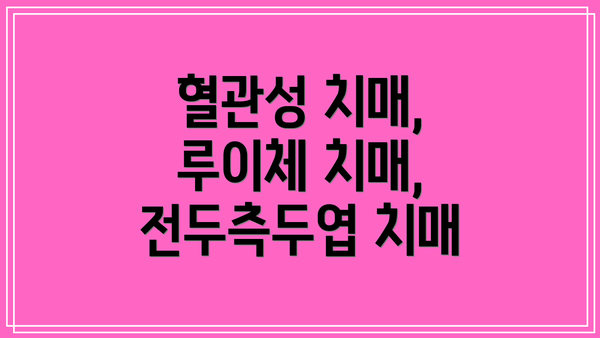 혈관성 치매, 루이체 치매, 전두측두엽 치매