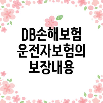 DB손해보험 운전자보험의 보장내용