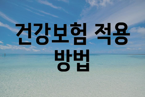 건강보험 적용 방법