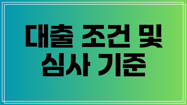 대출 조건 및 심사 기준