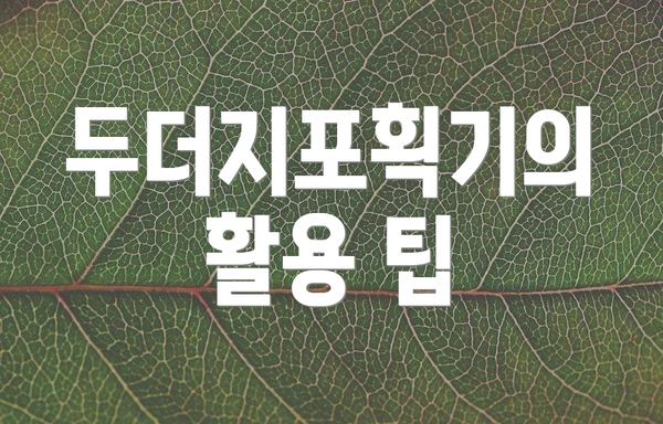 두더지포획기의 활용 팁