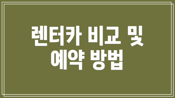 렌터카 비교 및 예약 방법