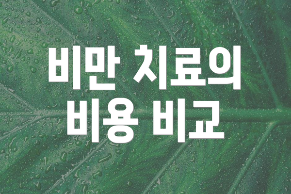 비만 치료의 비용 비교