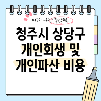 청주시 상당구 개인회생 및 개인파산 비용