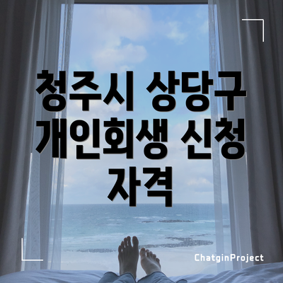 청주시 상당구 개인회생 신청 자격