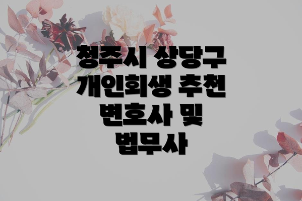 청주시 상당구 개인회생 추천 변호사 및 법무사