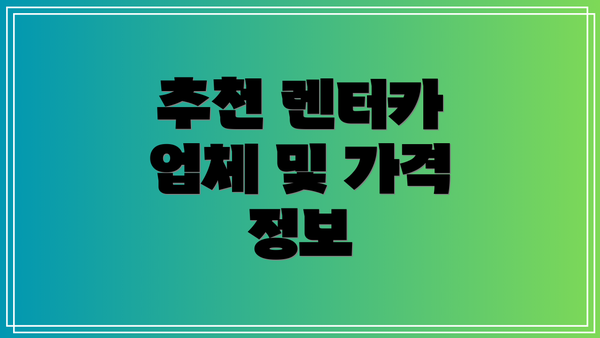 추천 렌터카 업체 및 가격 정보