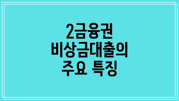 2금융권 비상금대출의 주요 특징