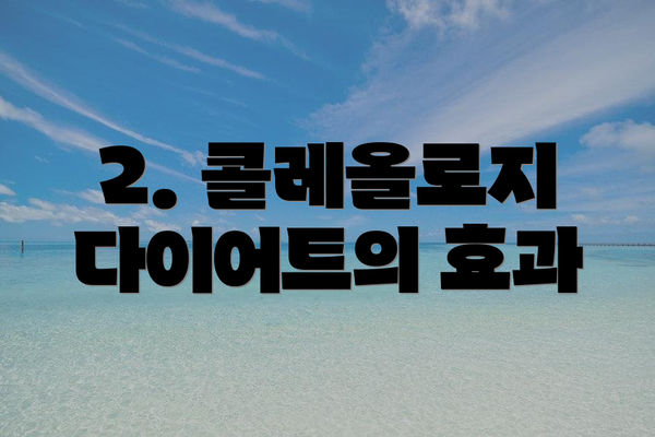 2. 콜레올로지 다이어트의 효과