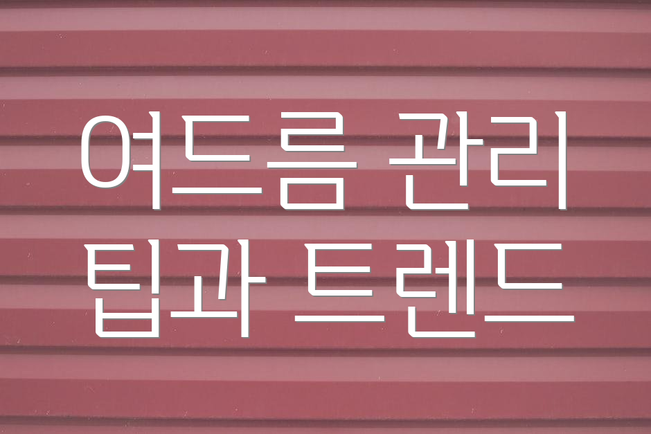 여드름 관리 팁과 트렌드
