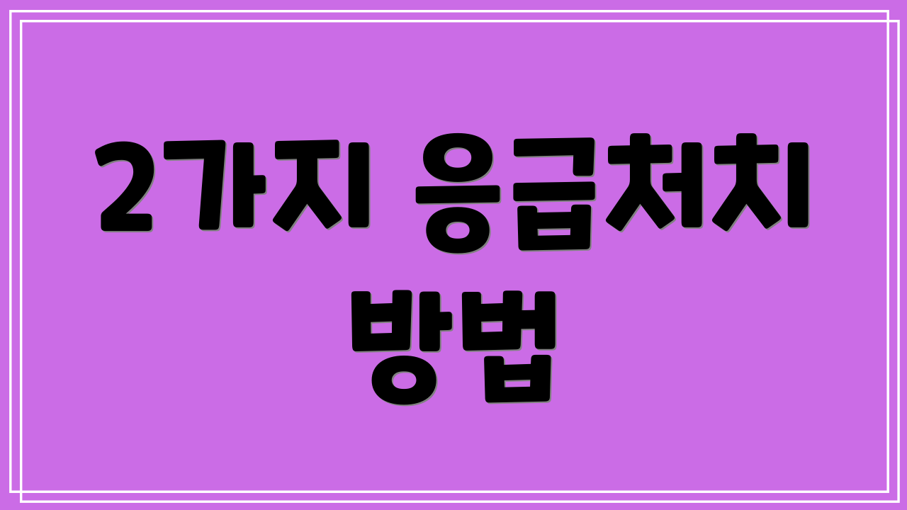 2가지 응급처치 방법