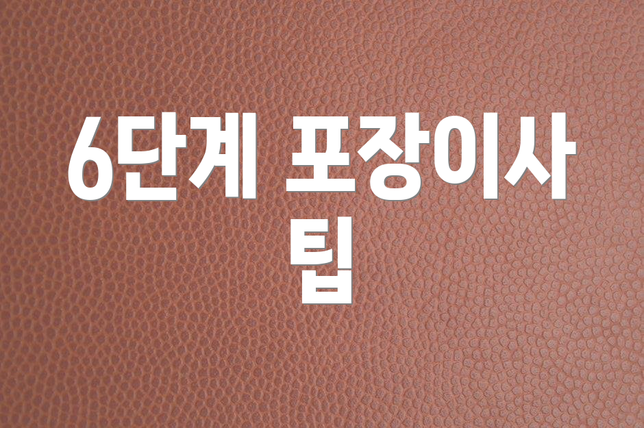 6단계 포장이사 팁