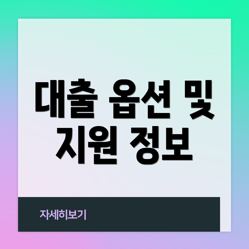 대출 옵션 및 지원 정보