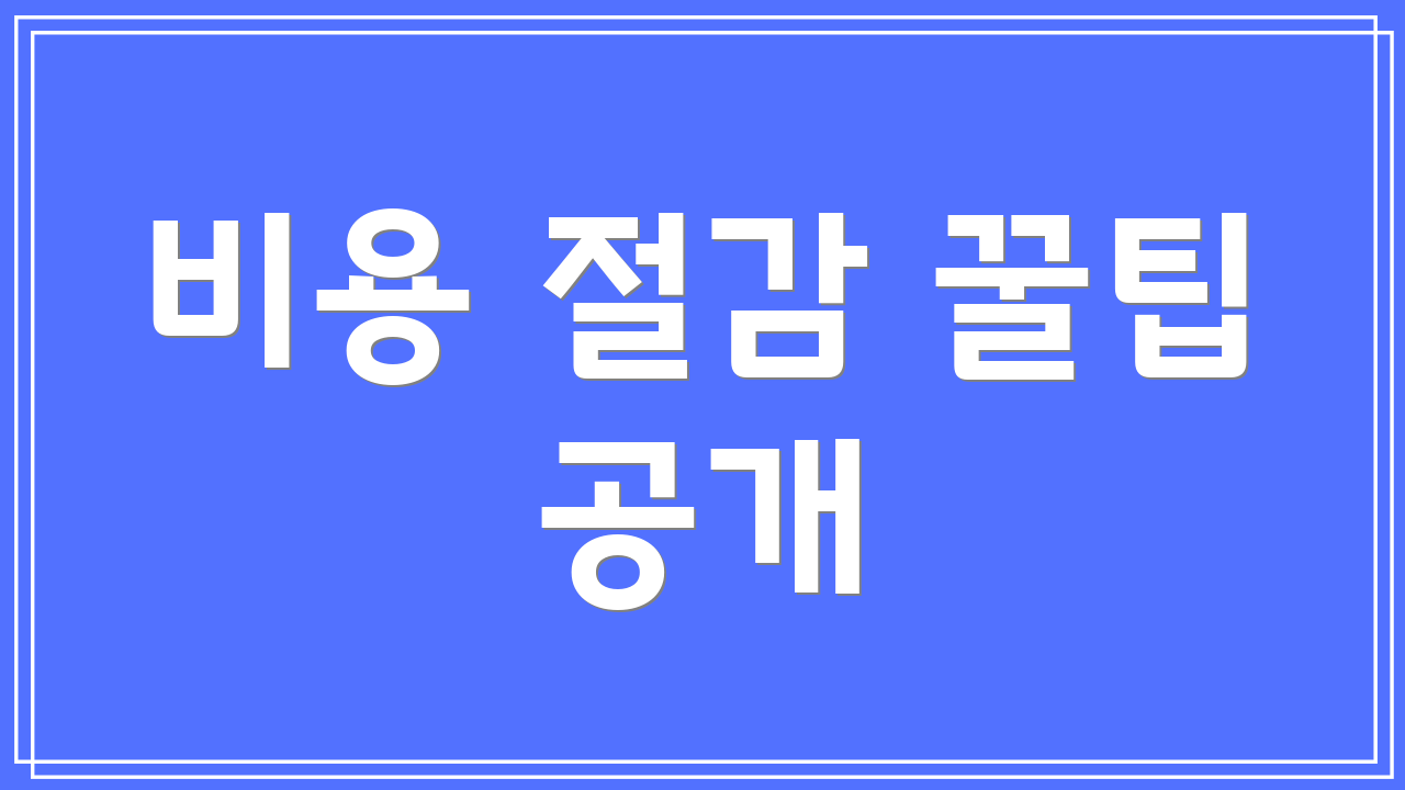 비용 절감 꿀팁 공개