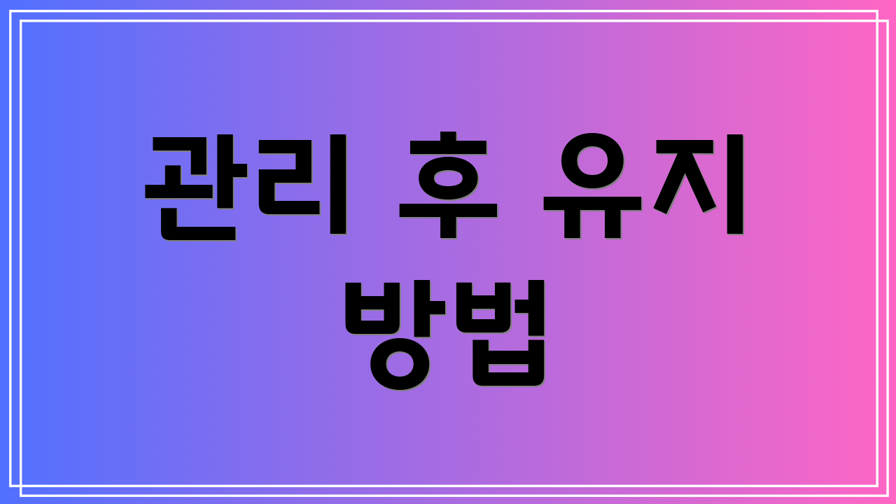 관리 후 유지 방법