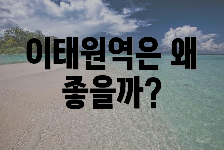 이태원역은 왜 좋을까?