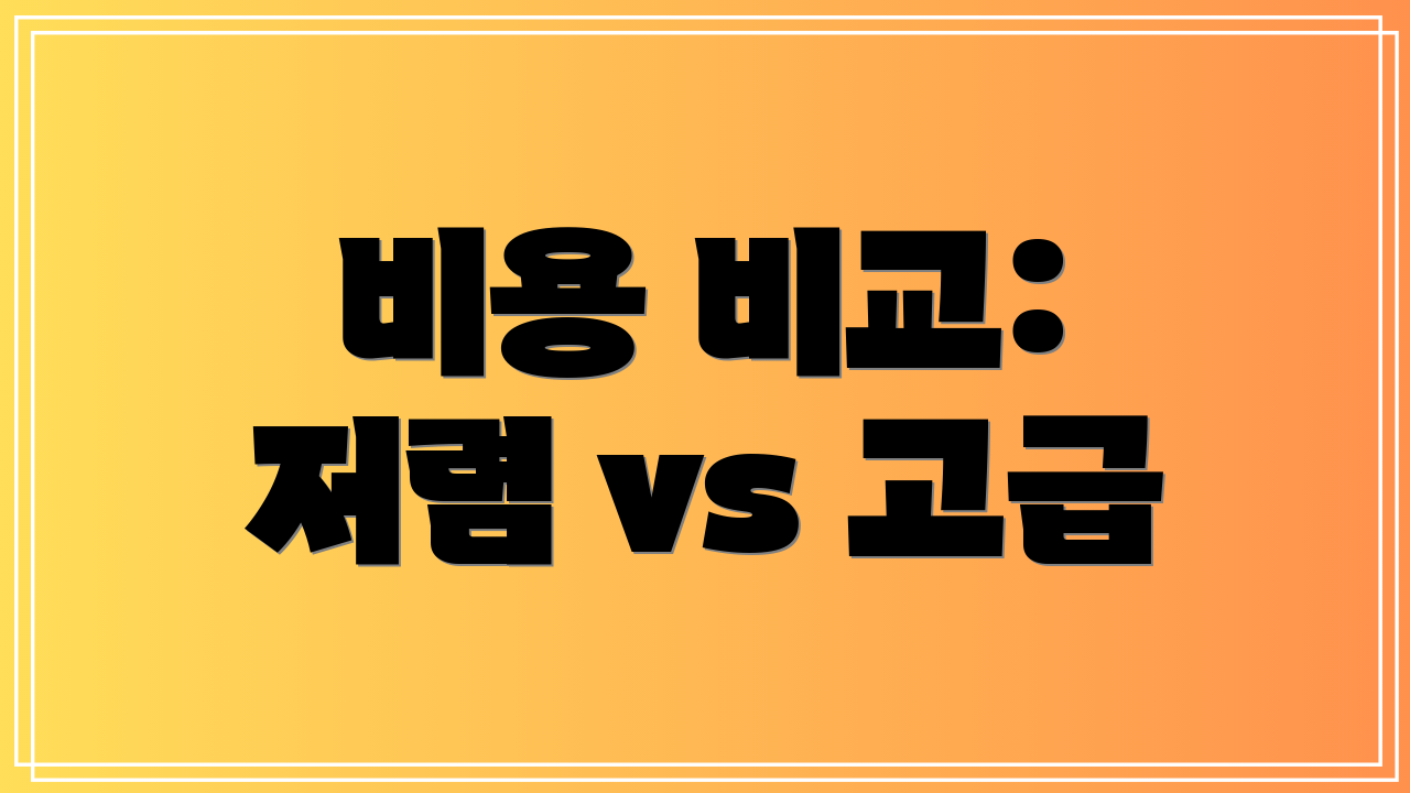 비용 비교: 저렴 vs 고급