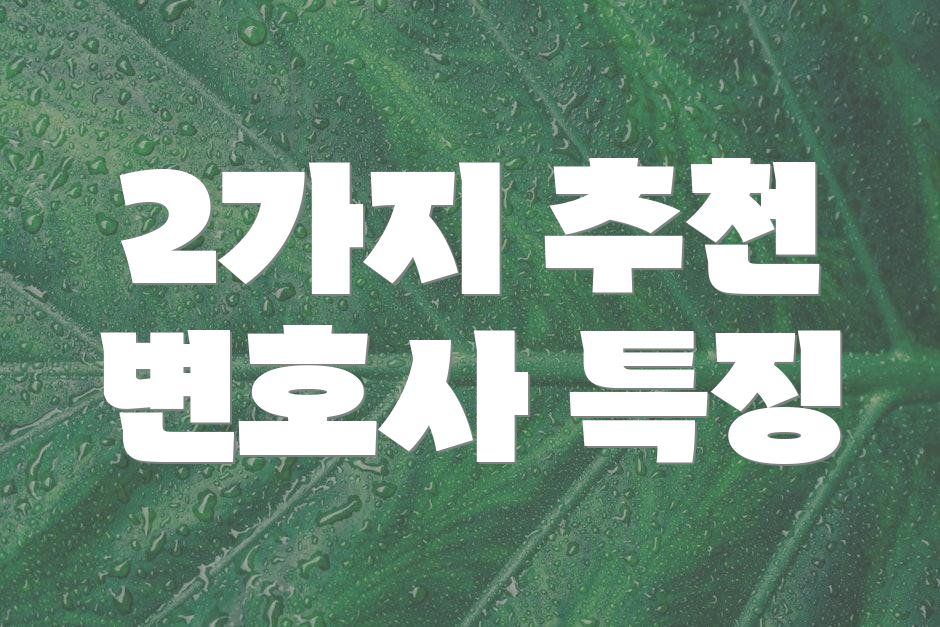 2가지 추천 변호사 특징