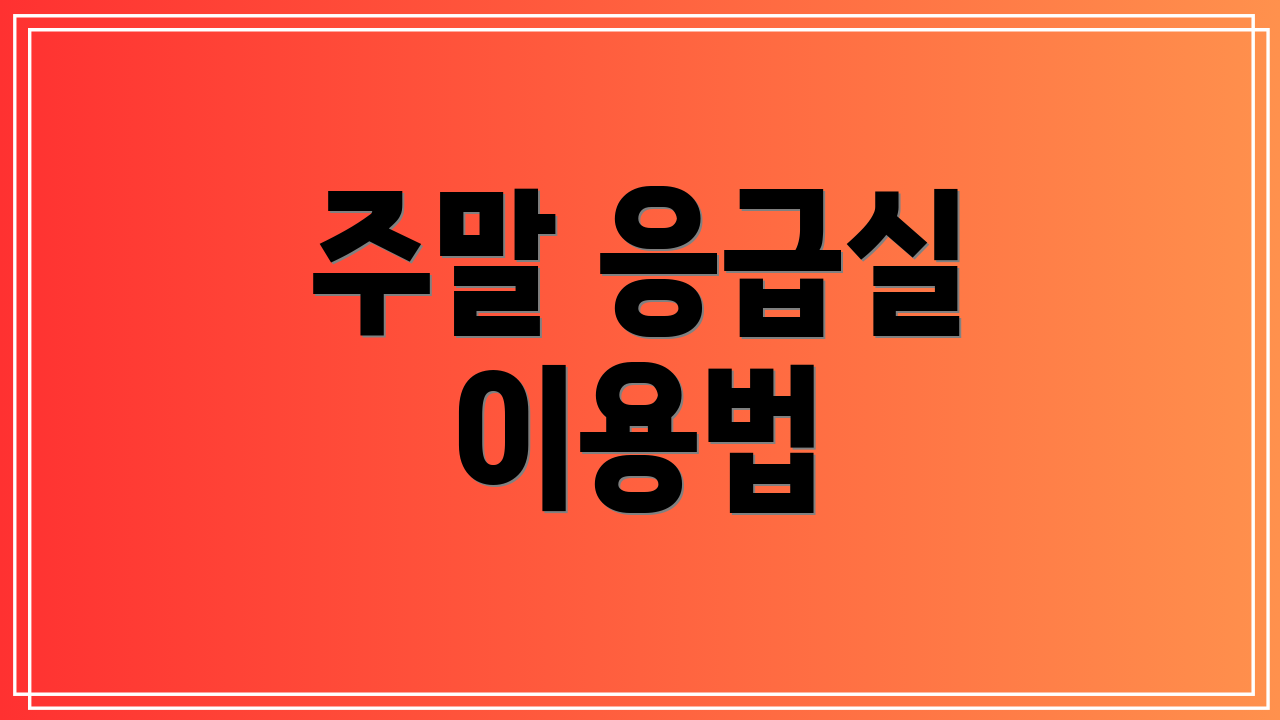 주말 응급실 이용법