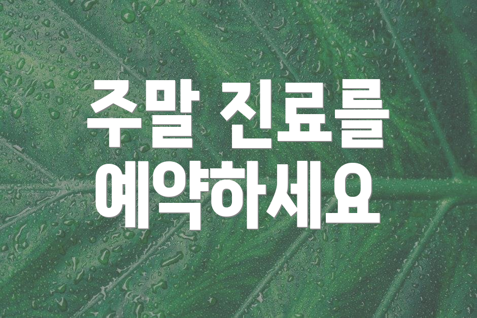 주말 진료를 예약하세요
