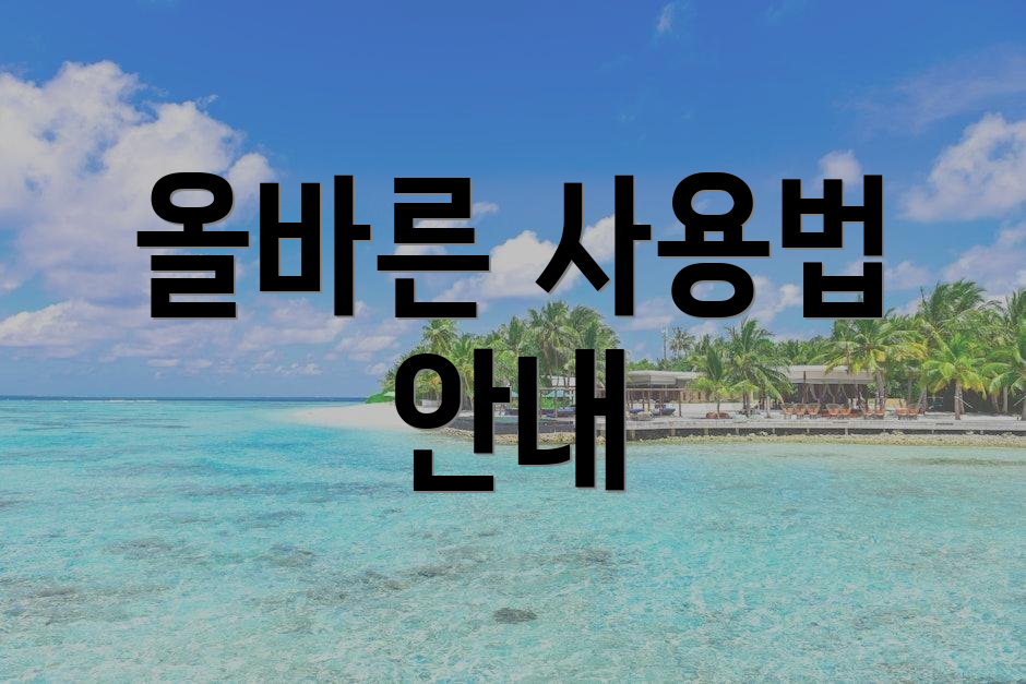 올바른 사용법 안내