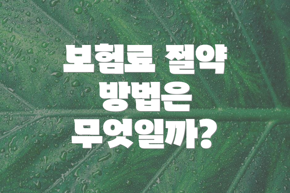 보험료 절약 방법은 무엇일까?