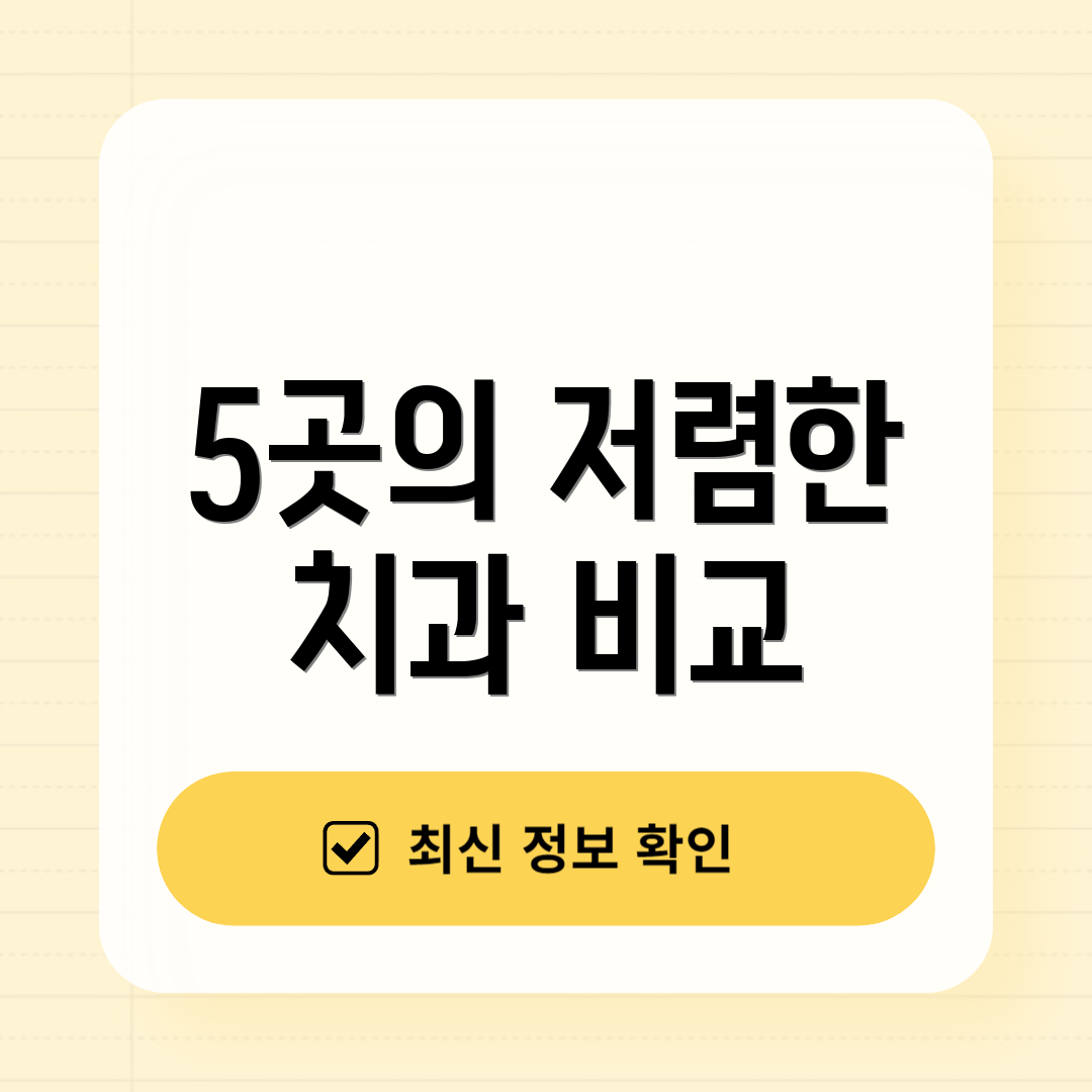 5곳의 저렴한 치과 비교
