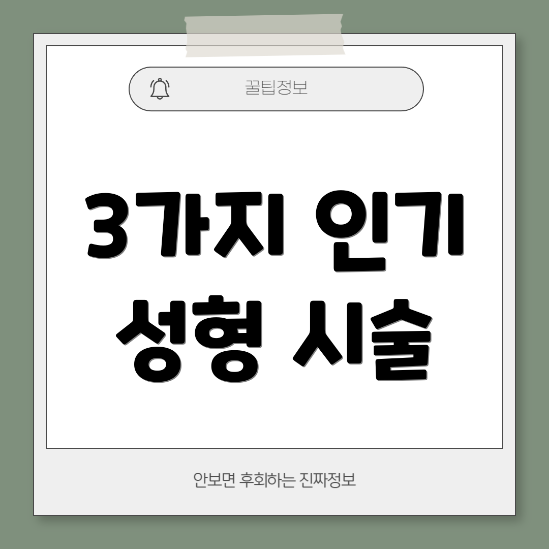 3가지 인기 성형 시술