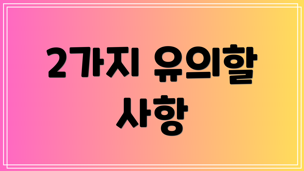 2가지 유의할 사항