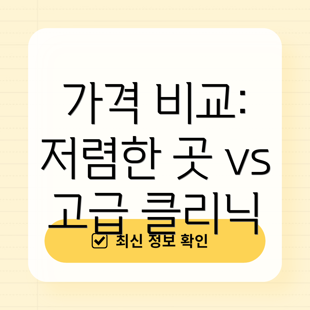 가격 비교: 저렴한 곳 vs 고급 클리닉