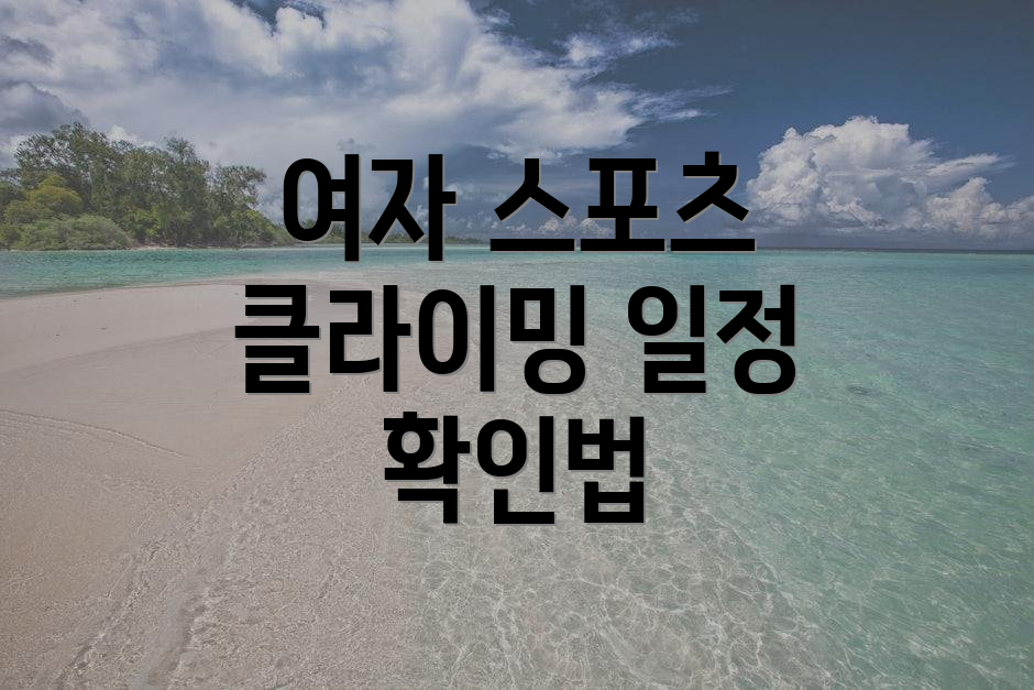 여자 스포츠 클라이밍 일정 확인법