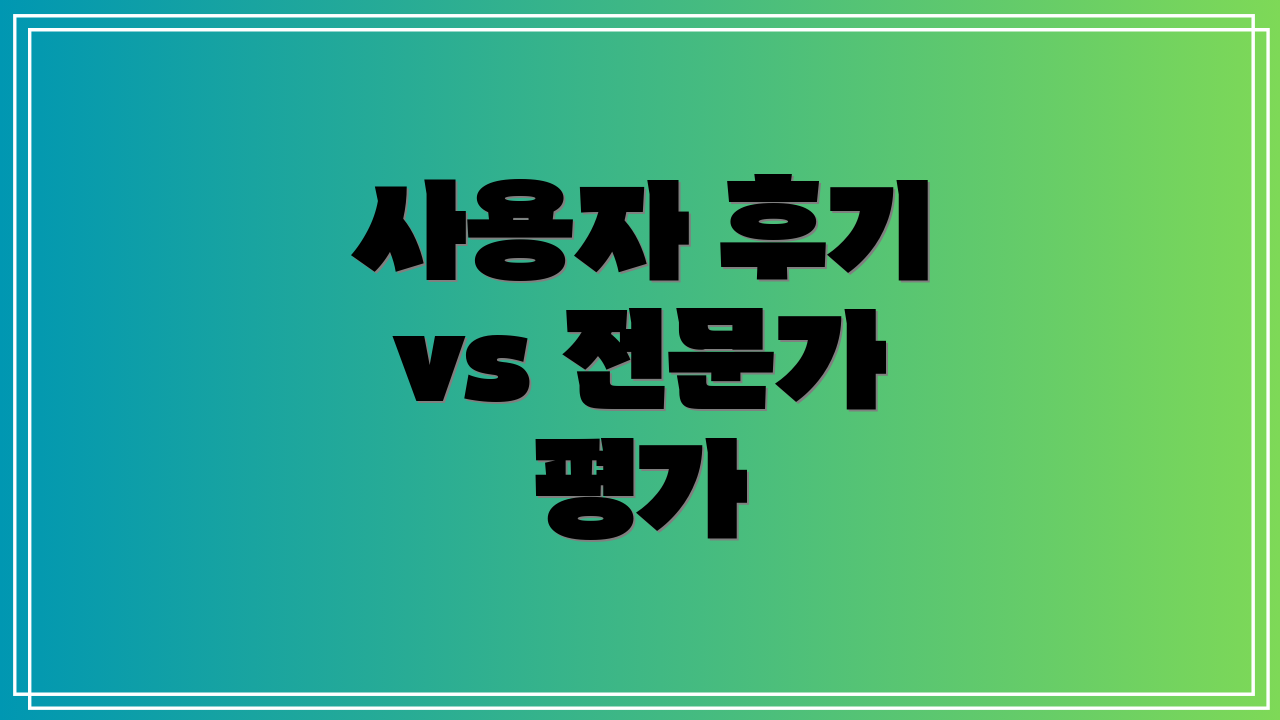 사용자 후기 vs 전문가 평가