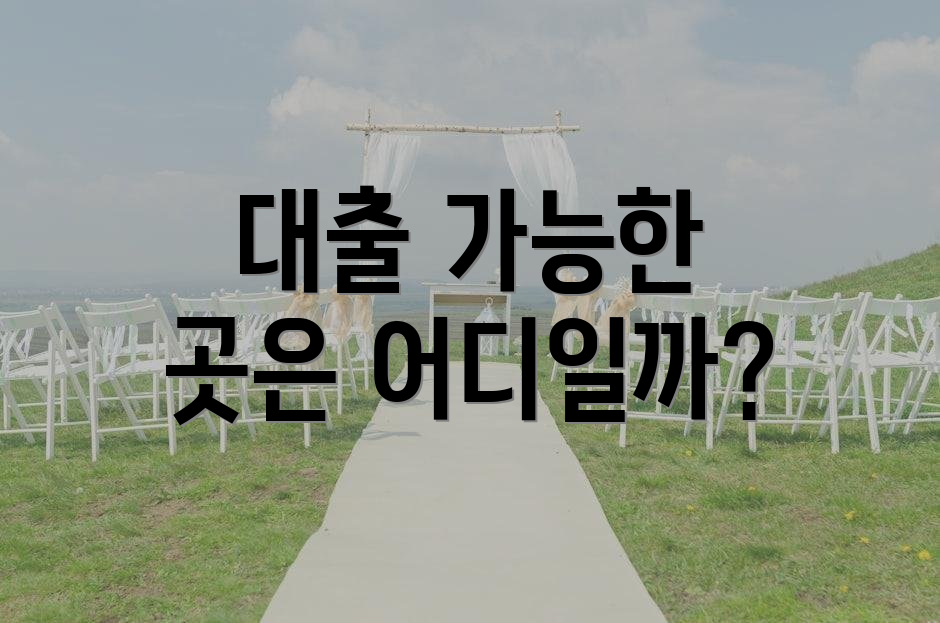대출 가능한 곳은 어디일까?
