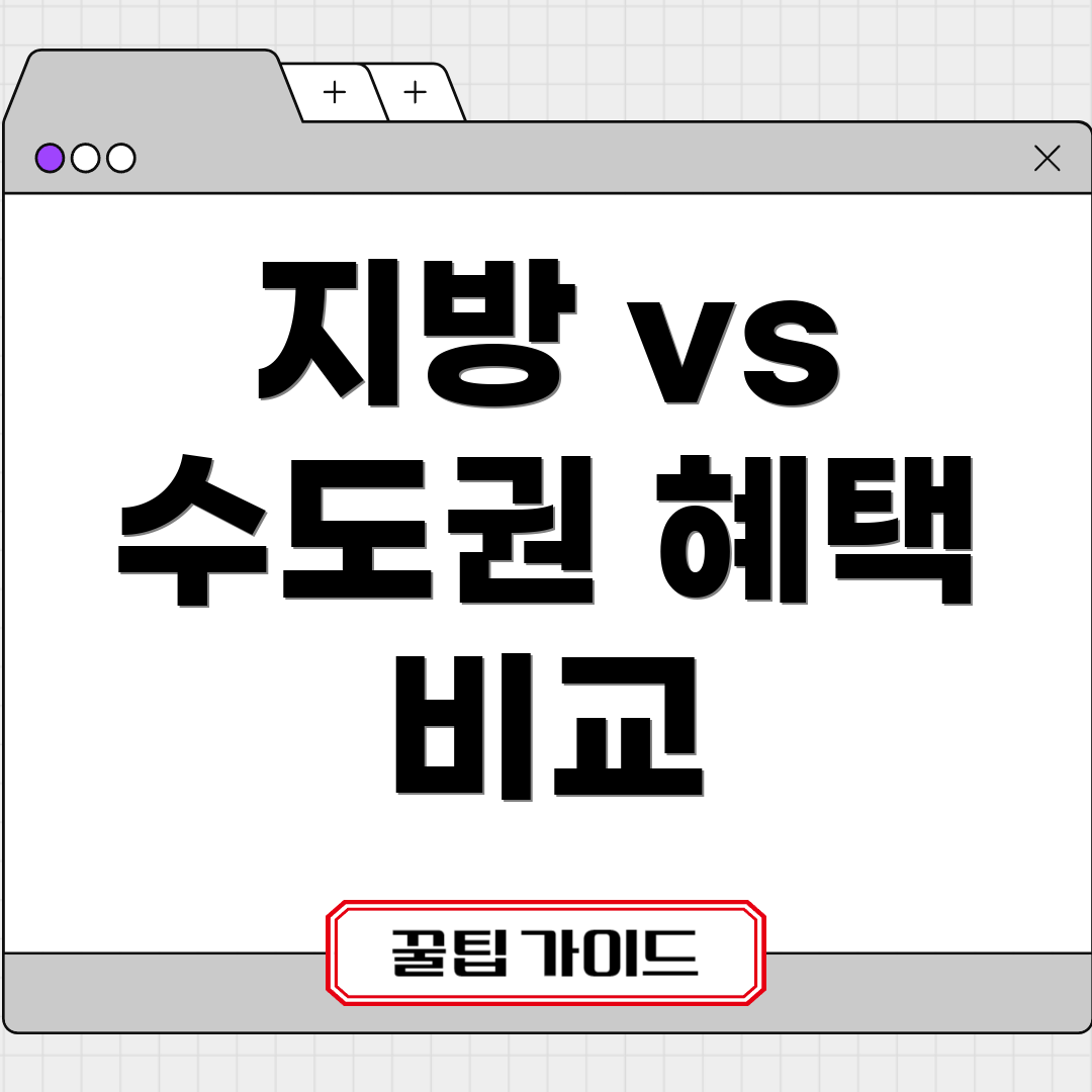 지방 vs 수도권 혜택 비교