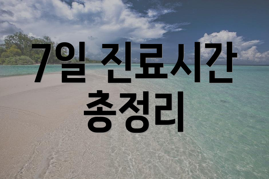 7일 진료시간 총정리