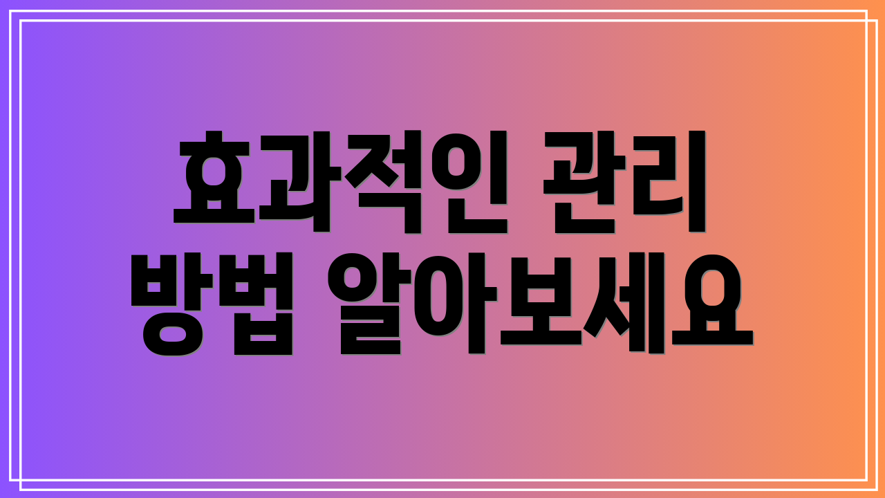 효과적인 관리 방법 알아보세요