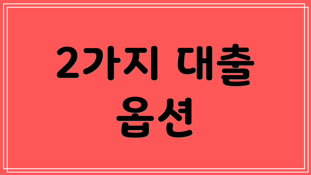 2가지 대출 옵션