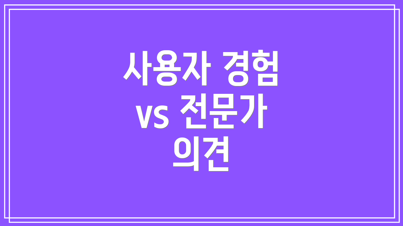 사용자 경험 vs 전문가 의견